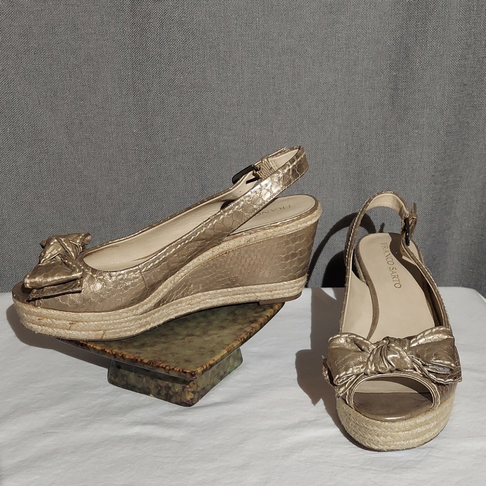 Franco Sarto Gold Olympia Espadrille Sandal 9.5 M